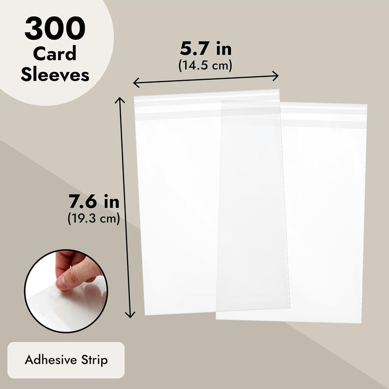 Juvale 300 Pack Clear Greeting Card Sleeves Transparent Envelopes for 5x7 Invitations Photos 76 x 57 In - Image 5