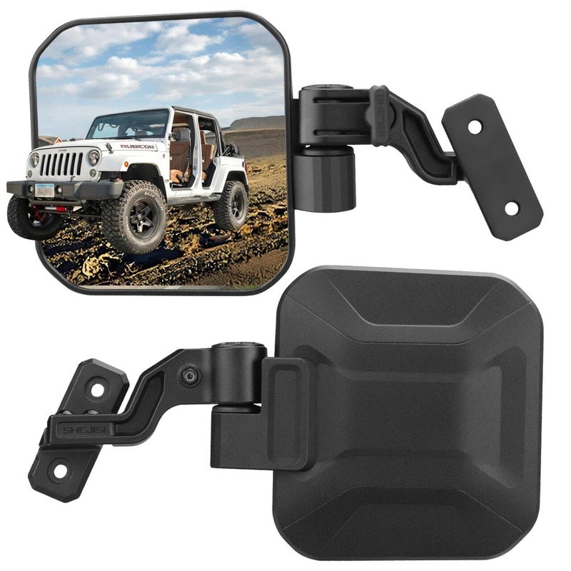 SHEJISI Wrangler Mirrors Doors Off Compatible with Wrangler JK TJ & Unlimited 1997-2018,Wrangler Mirrors Can Automation Folded and Reset When Encountering Obstacles,The HD Large Field of View is Anti-shaking - Image 1