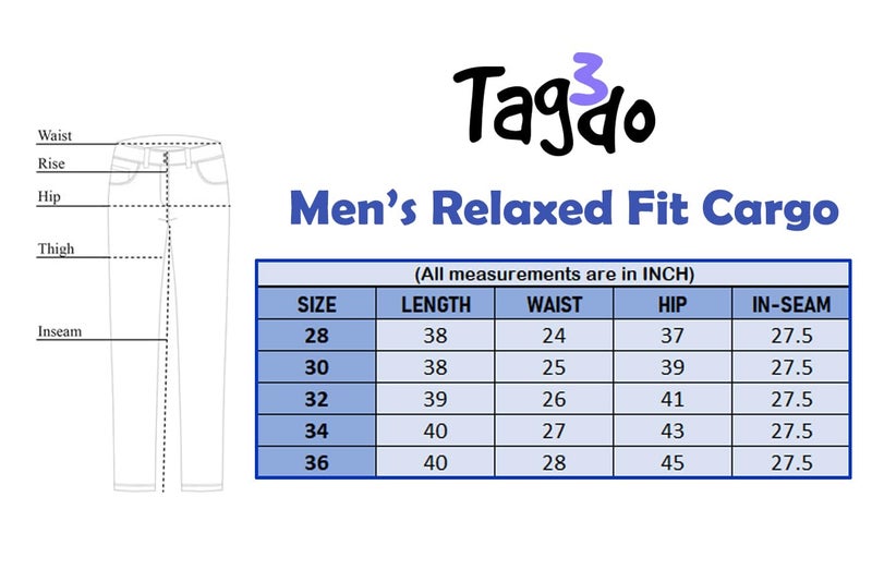 TAGDO بنطلون تتبع رجالي بارتفاع متوسط عادي (-Cargo-5157-Black-30_Black - Image 5