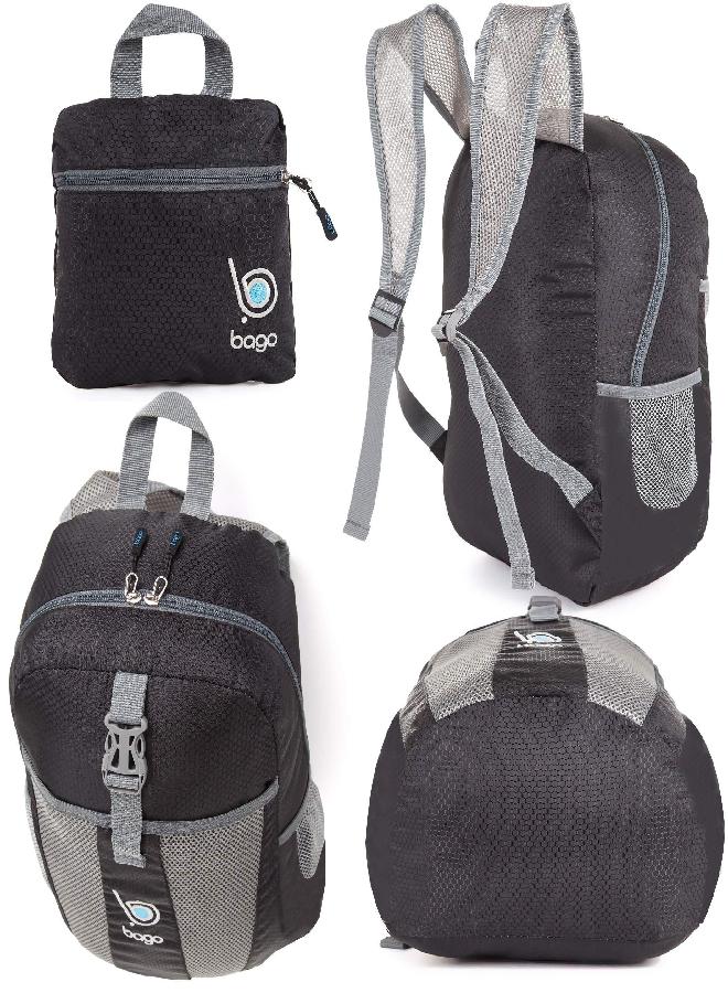 Bago Lightweight Small Hiking Backpack for Women and Men - 25L Travel Day Pack - Foldable Hiking Daypack Ultralight for Camping Outdoor Sports - Day Bag Packable Backpack for Travel (Black) - Image 3