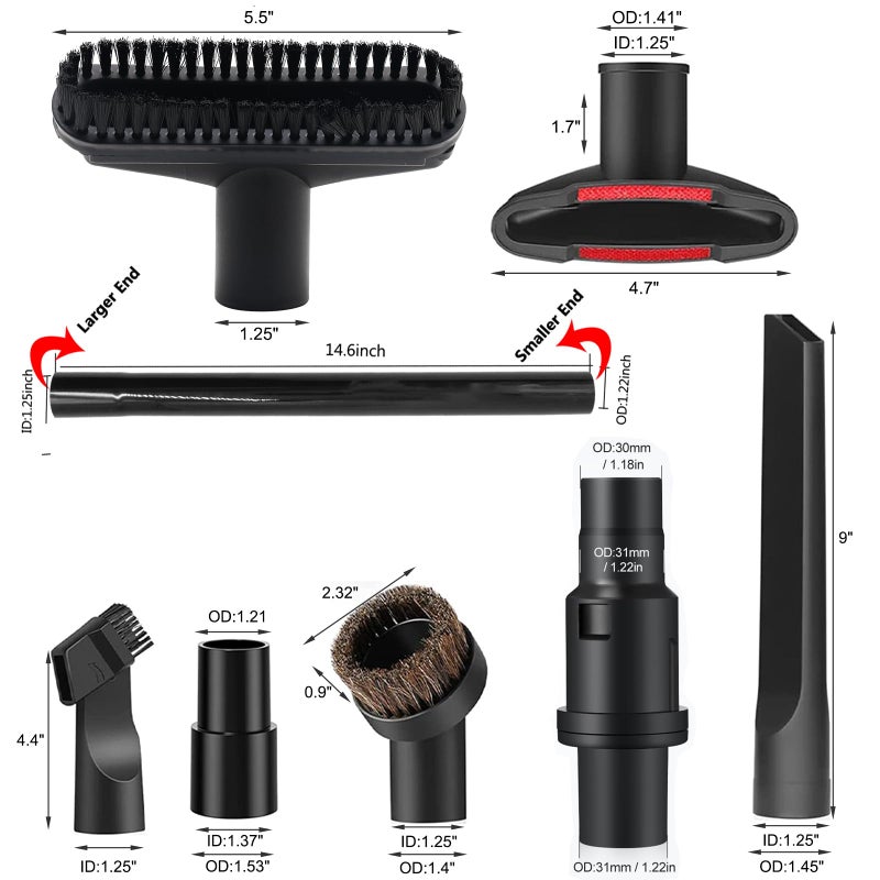 MZY LLC 10 Pcs Vacuum Attachments & Brushes for Shark Navigator Lift-Away NV350 NV352 NV355 NV356E & Rotator NV500, Rocket HV301 HV322 HV371 Series Upright Vacuum, 1 1/4" (32mm) Vacuum Accessories Set - Image 5