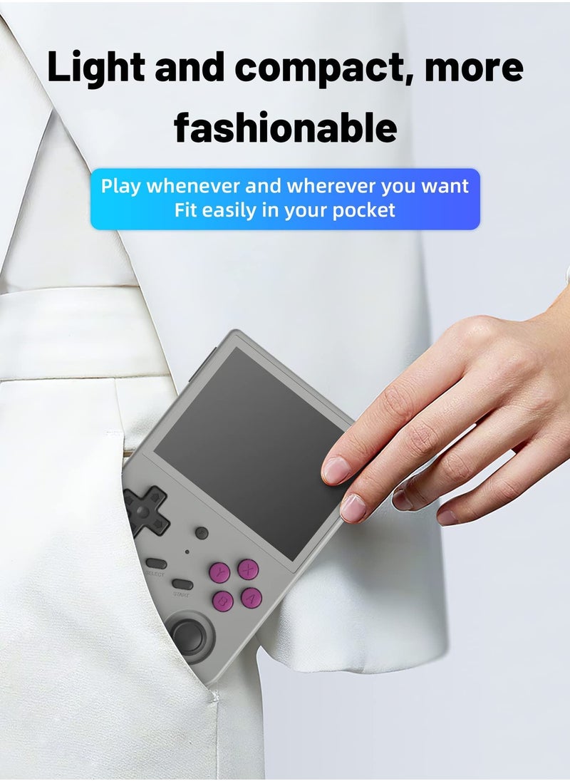 RG353VS Retro Handheld Game Linux System, RG3566 3.5 inch IPS Screen, with 64G TF Card Pre-Installed 4452 Games, Supports 5G WiFi 4.2 Bluetooth Online Fighting, Streaming and HDMI (Grey)