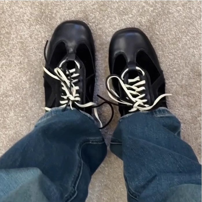 Women's Retro Black Lace-up Sneakers - Image 3