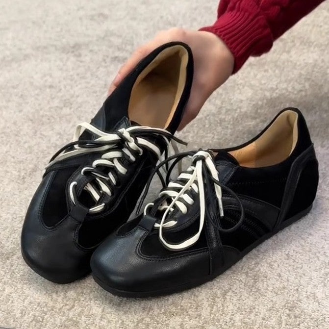 Women's Retro Black Lace-up Sneakers - Image 1