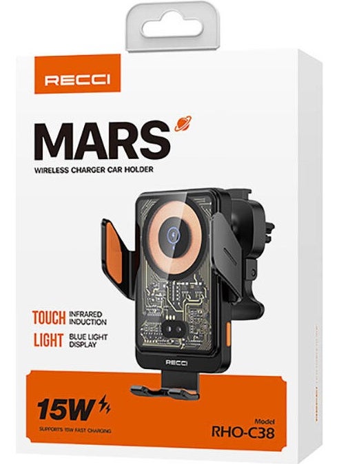 Recci - Magsafe Car Phone Holder with Charging Feature RHO-C38 Mars Series with Blue Light Indicator - Image 1