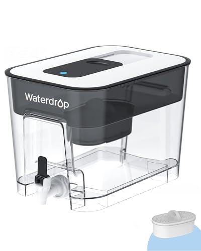 Waterdrop 40Cup Large Water Filter Dispenser with 1 Filter 200Gallon LongLife for Home and Office 5X Times Lifetime Reduces Chlorine PFOAPFOS and More BPA Free Black