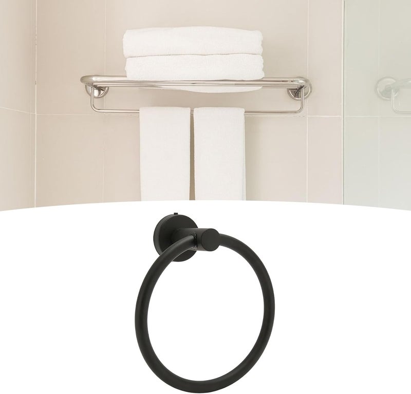Generic Towel Ring, Stainless Steel Hand Towel Holder for Bathroom Wall Mounted with Matte Black Finish and Rustproof Design, Ideal for Bath and Kitchen - Image 5