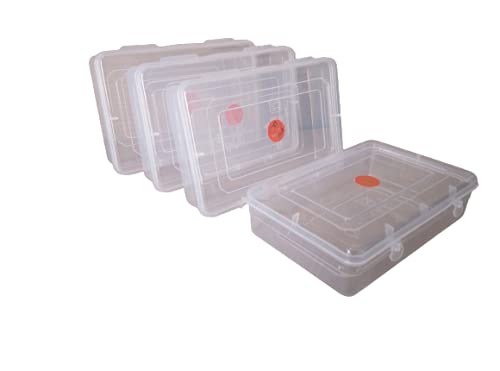 NAKODA Galaxy Clear Plastic Container For Storage, Organizer Box With Attached Lid Set of 4 Pcs (Small Size - 6 25 L X 4 72 W X 1 70 H Inches) Rectangular - Image 1