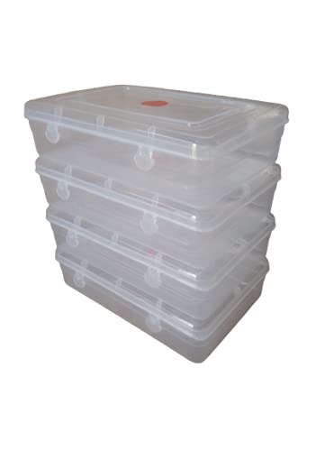 NAKODA Galaxy Clear Plastic Container For Storage, Organizer Box With Attached Lid Set of 4 Pcs (Small Size - 6 25 L X 4 72 W X 1 70 H Inches) Rectangular - Image 3