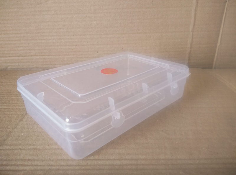 NAKODA Galaxy Clear Plastic Container For Storage, Organizer Box With Attached Lid Set of 4 Pcs (Small Size - 6 25 L X 4 72 W X 1 70 H Inches) Rectangular - Image 4