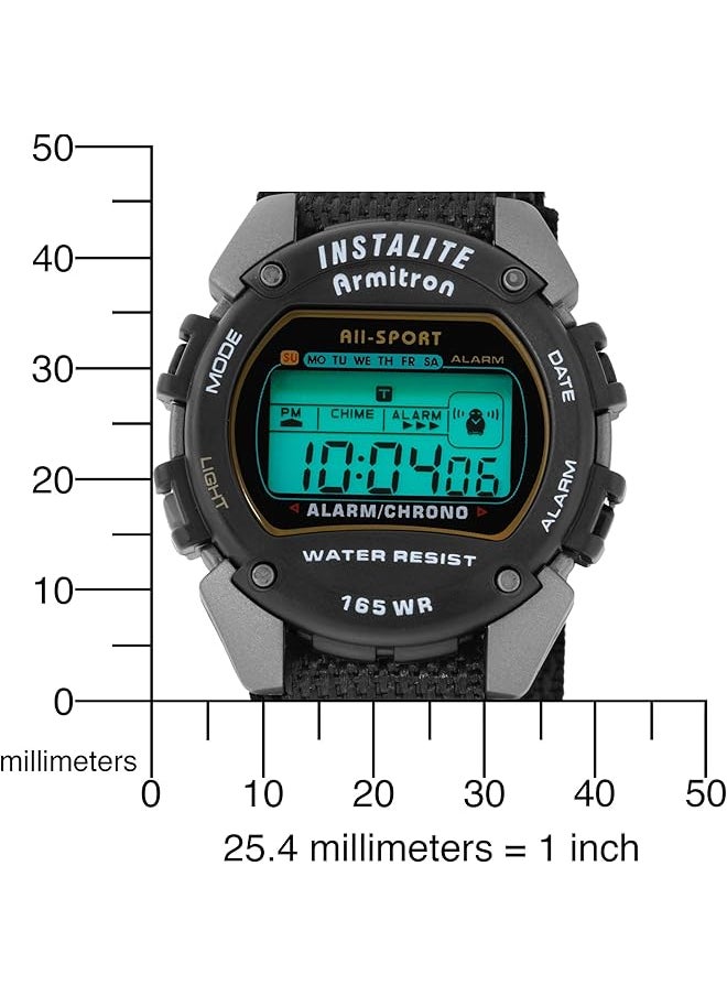 Armitron - Sport Men 406623 Chronograph Round Gray And Black Nylon Strap Digital Watch - Image 1