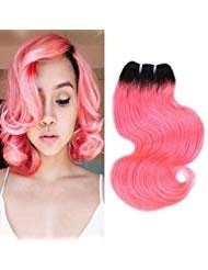 FASHION LINE 8 Human Hair Bundles Ombre Two Tone Brazilian Virgin Hair Extensions Body Wave 50g Bundles 8888 Inch 1bpink