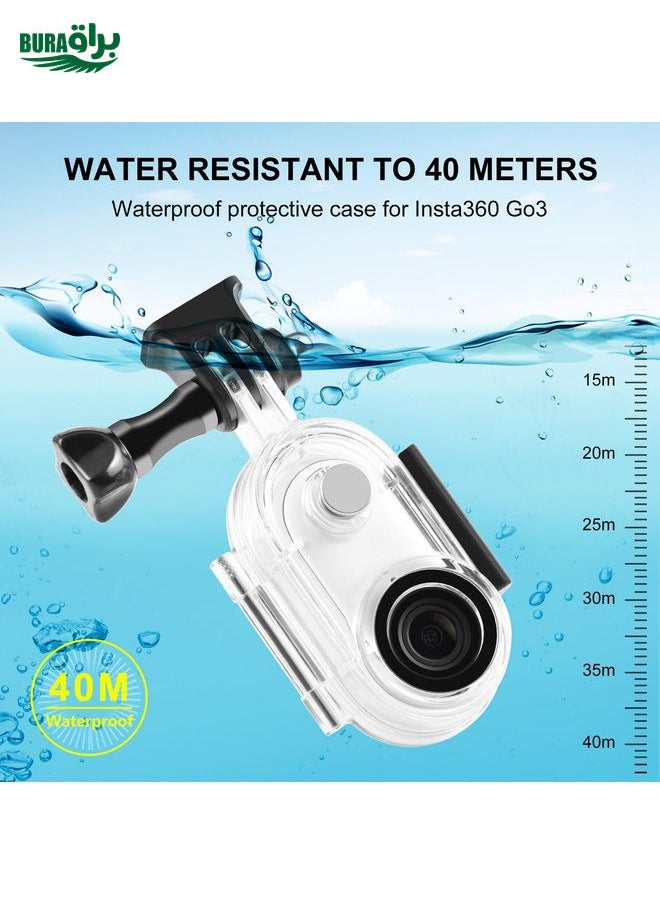 BURAQ - For Insta360 GO 3 / GO 3S PULUZ 40m Underwater Waterproof Housing Case with Base Adapter & Screw (Transparent) - Image 1