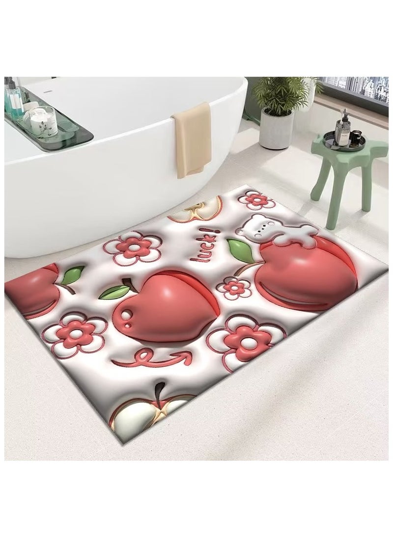 LESTER LESTER Bathroom Anti-Slip Heat Resistant Mat 3D Visual Expansion Sense, Soft Diatomaceous Floor Mat, Water Absorbent Mat Kitchen Dryer Mat Peach Design 40x60cm  - Image 1