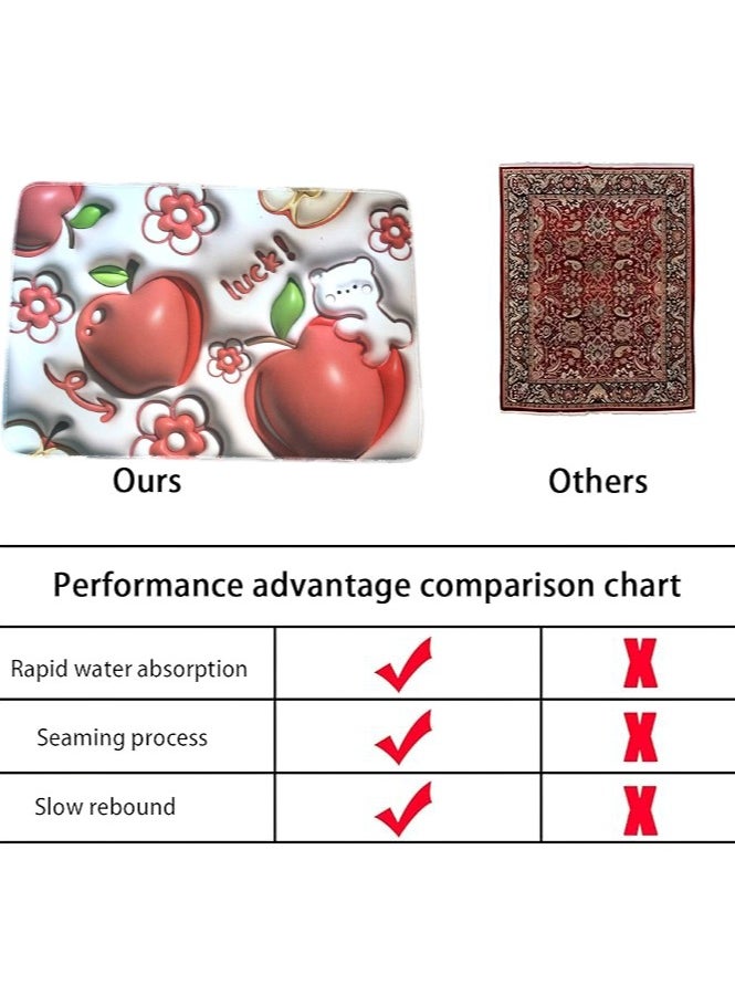 LESTER LESTER Bathroom Anti-Slip Heat Resistant Mat 3D Visual Expansion Sense, Soft Diatomaceous Floor Mat, Water Absorbent Mat Kitchen Dryer Mat Peach Design 40x60cm  - Image 3