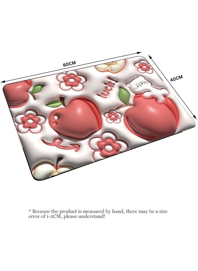 LESTER LESTER Bathroom Anti-Slip Heat Resistant Mat 3D Visual Expansion Sense, Soft Diatomaceous Floor Mat, Water Absorbent Mat Kitchen Dryer Mat Peach Design 40x60cm  - Image 4