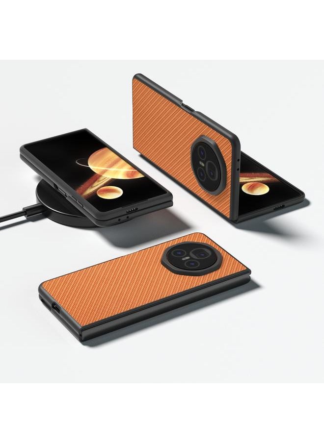 Zaboon Case For Honor Magic V3 Black Frame Carbon Fiber Texture PU Phone Case  - Image 2