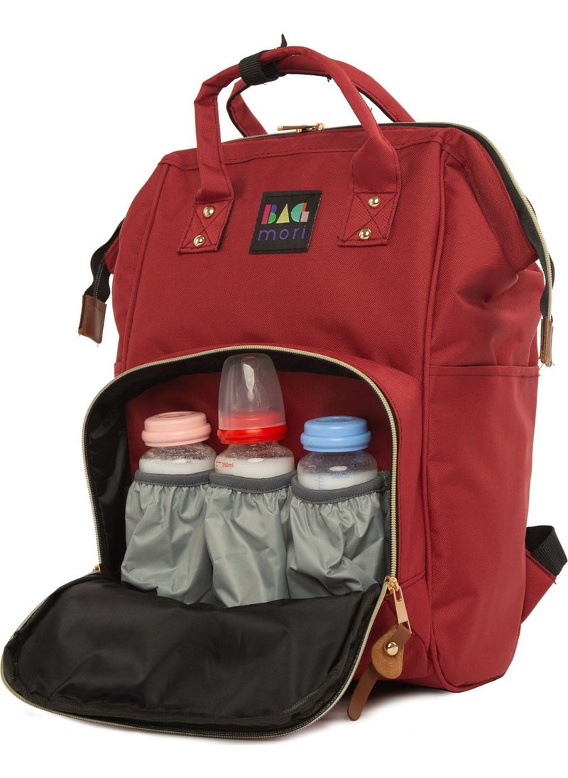 Bagmori Claret Red Mother Baby Care Backpack  - Image 3