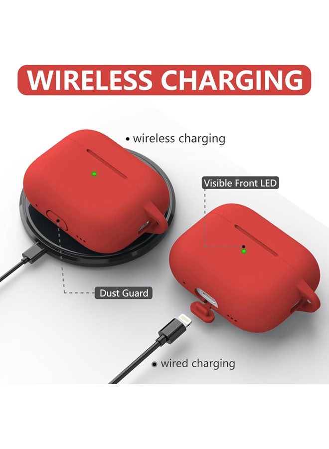 SJet Soft Silicone Protective Case Cover for AirPods Pro 2/Pro with Cleaner Kit and Keychain(Red) - Image 5