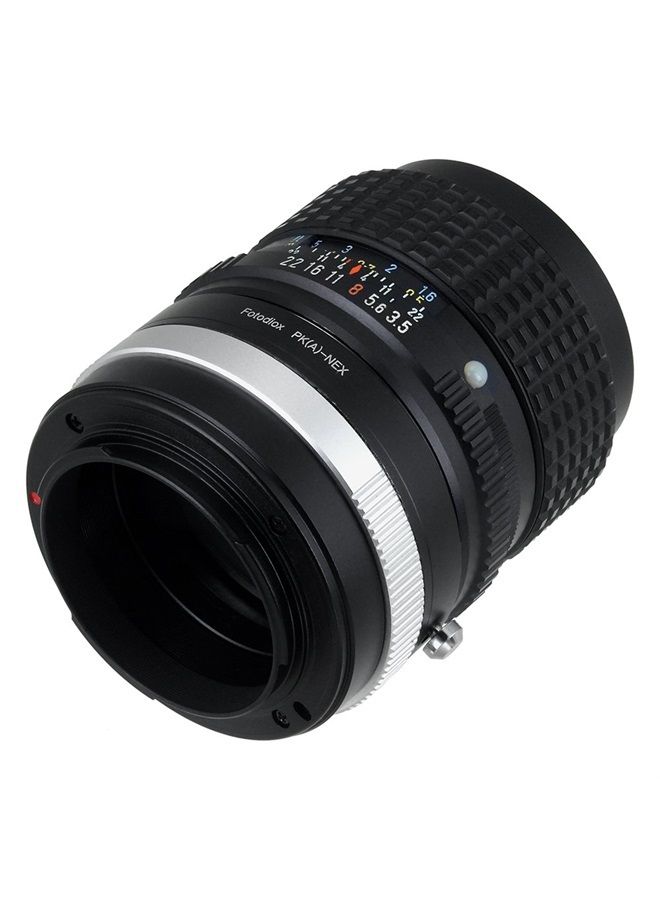 Fotodiox Lens Mount Adapter - Pentax K AF Mount (PKAF) DSLR Lens to Sony Alpha E-Mount Mirrorless Camera Body with Built-in Aperture Control Dial