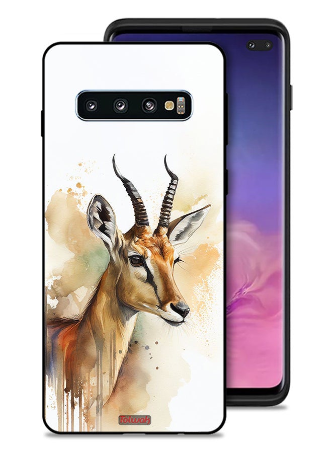 Tolwak Samsung Galaxy S10 Plus Protective Case Cover Deer Abstract Art - Image 1