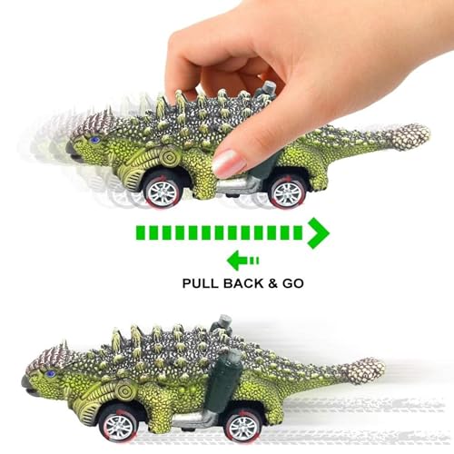 Lefan Dinosaur Toy Pull Back Cars,6 Pack Dino Toys for 3 Year Old Boys Girls and Toddlers Boy Toys Age 3,4,5 and Up Pull Back Toy Cars Dinosaur Games with T-Rex - Image 3