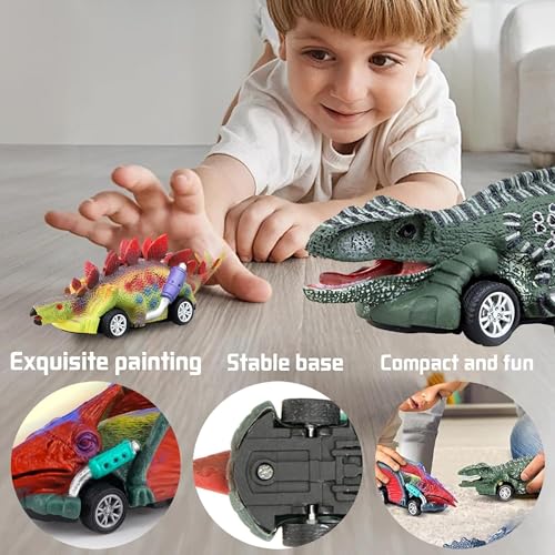 Lefan Dinosaur Toy Pull Back Cars,6 Pack Dino Toys for 3 Year Old Boys Girls and Toddlers Boy Toys Age 3,4,5 and Up Pull Back Toy Cars Dinosaur Games with T-Rex - Image 5