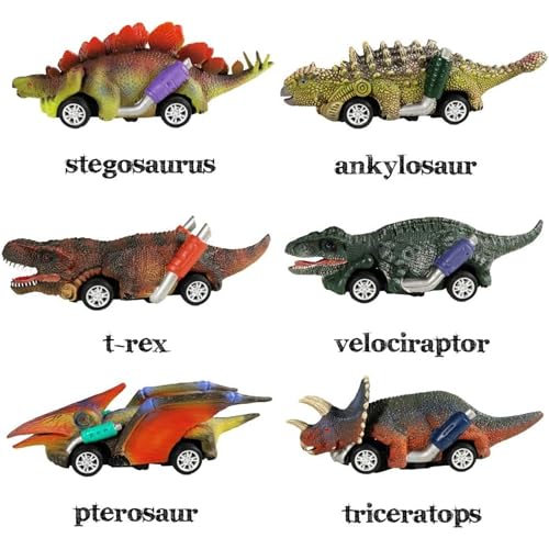 Lefan Dinosaur Toy Pull Back Cars,6 Pack Dino Toys for 3 Year Old Boys Girls and Toddlers Boy Toys Age 3,4,5 and Up Pull Back Toy Cars Dinosaur Games with T-Rex - Image 2