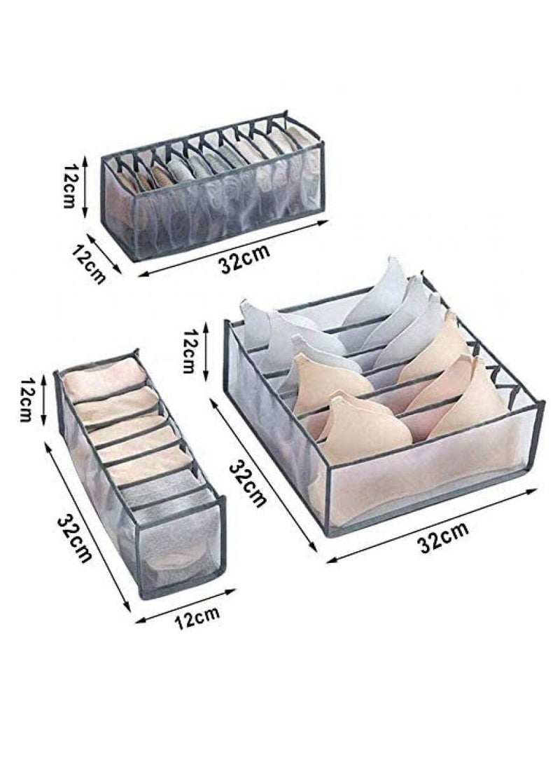 Alissa 3-Piece Foldable Underwear Drawer Organizer Set – Multi-Grid Storage Boxes for Bras, Socks, Ties, Belts & Lingerie – Closet Divider Bins for Wardrobe & Cabinet Organization - Image 3