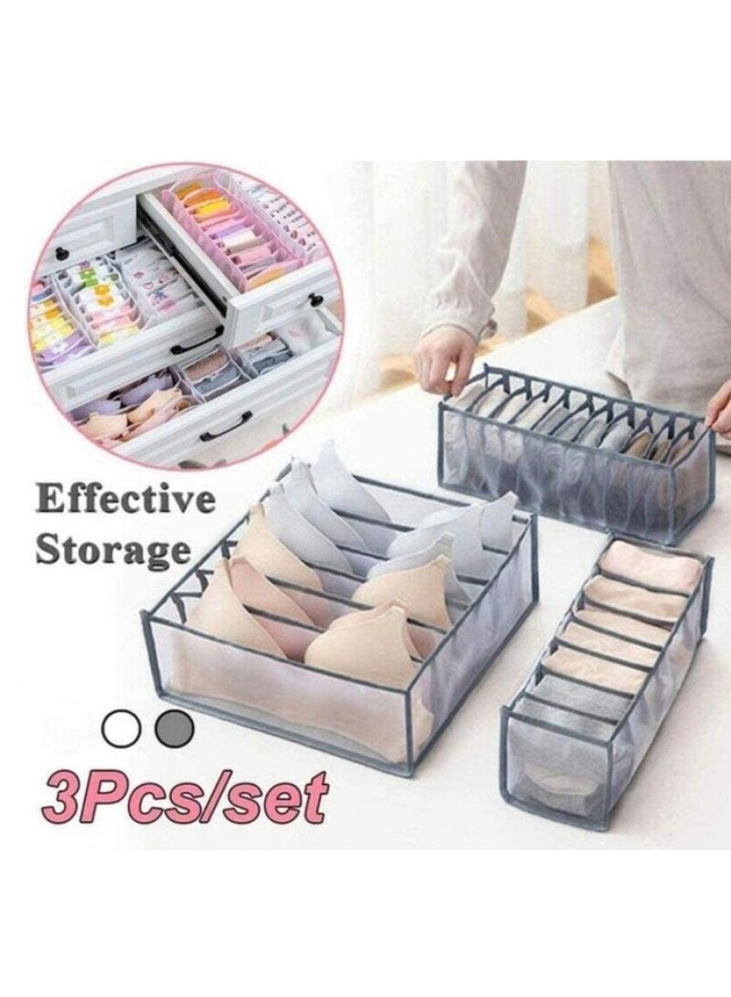 Alissa 3-Piece Foldable Underwear Drawer Organizer Set – Multi-Grid Storage Boxes for Bras, Socks, Ties, Belts & Lingerie – Closet Divider Bins for Wardrobe & Cabinet Organization - Image 4