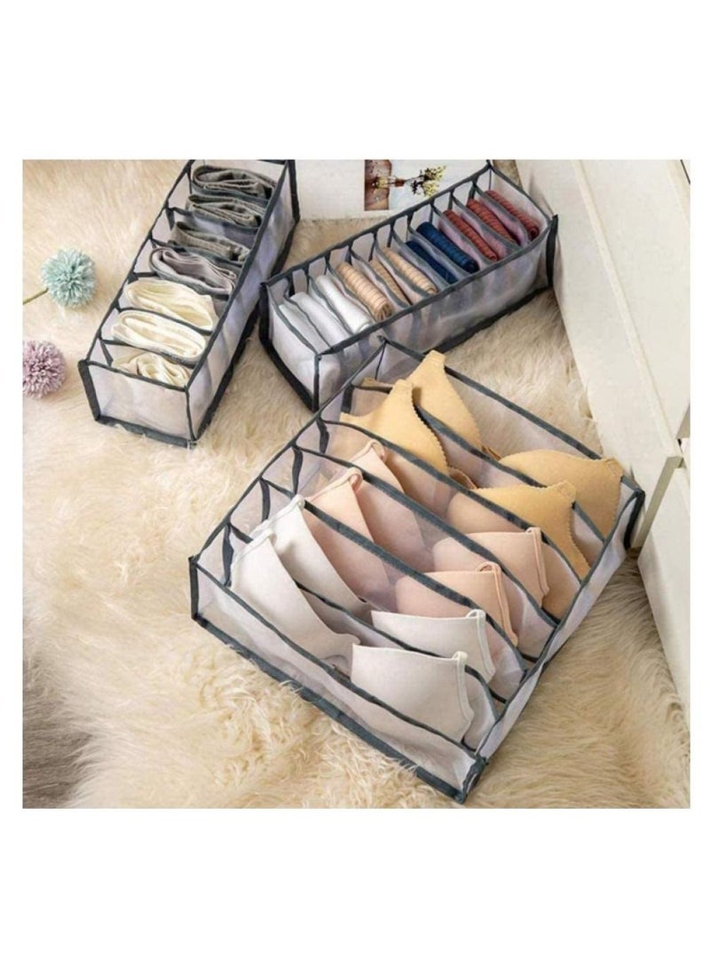 Alissa - 3Pcs Underwear Storage Organizer, Drawer Organizer Foldable Storage Box Compartment, Multi-Grid Cabinet Organizers Divider Box for Organizing Bras, Socks,Ties, Belts - Image 1