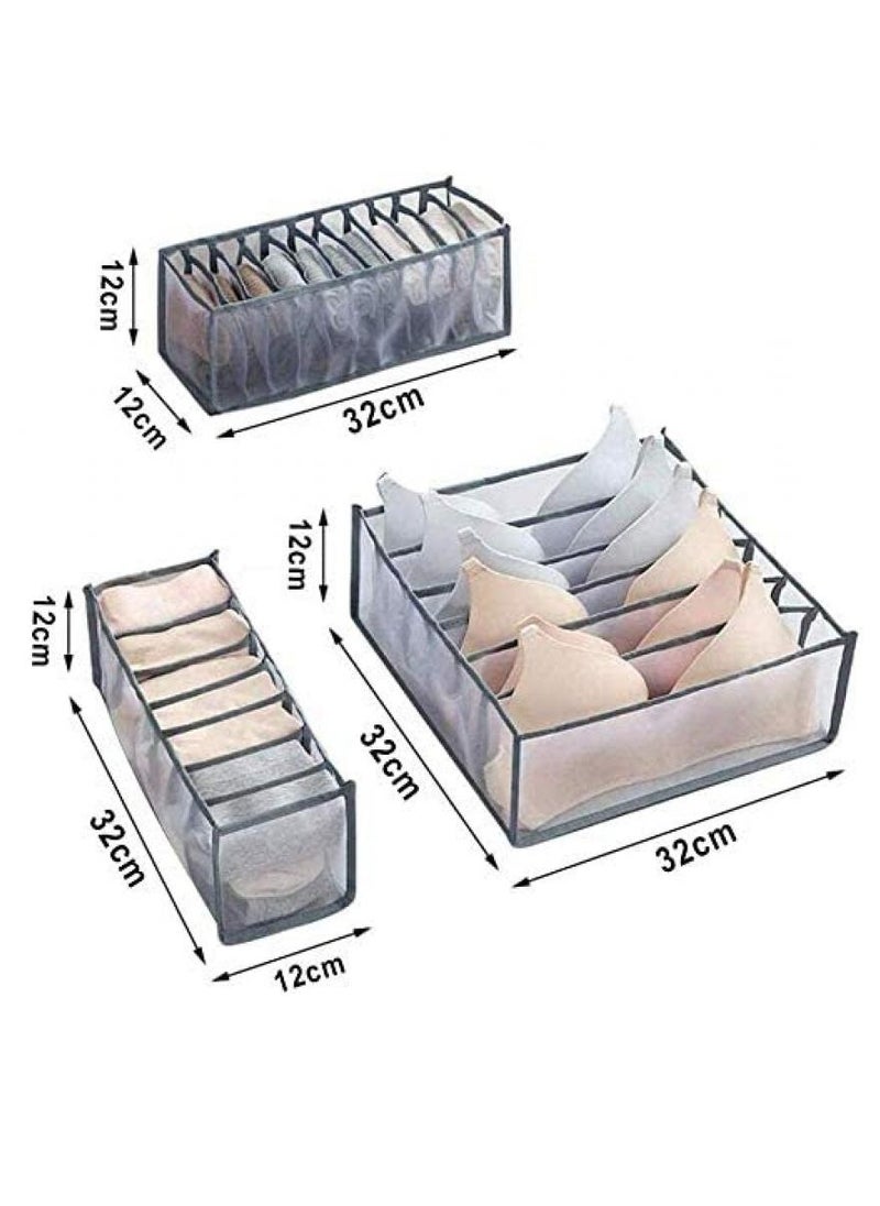 Alissa - 3Pcs Underwear Storage Organizer, Drawer Organizer Foldable Storage Box Compartment, Multi-Grid Cabinet Organizers Divider Box for Organizing Bras, Socks,Ties, Belts - Image 1