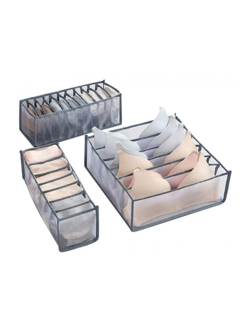 Alissa - 3Pcs Underwear Storage Organizer, Drawer Organizer Foldable Storage Box Compartment, Multi-Grid Cabinet Organizers Divider Box for Organizing Bras, Socks,Ties, Belts - Image 1