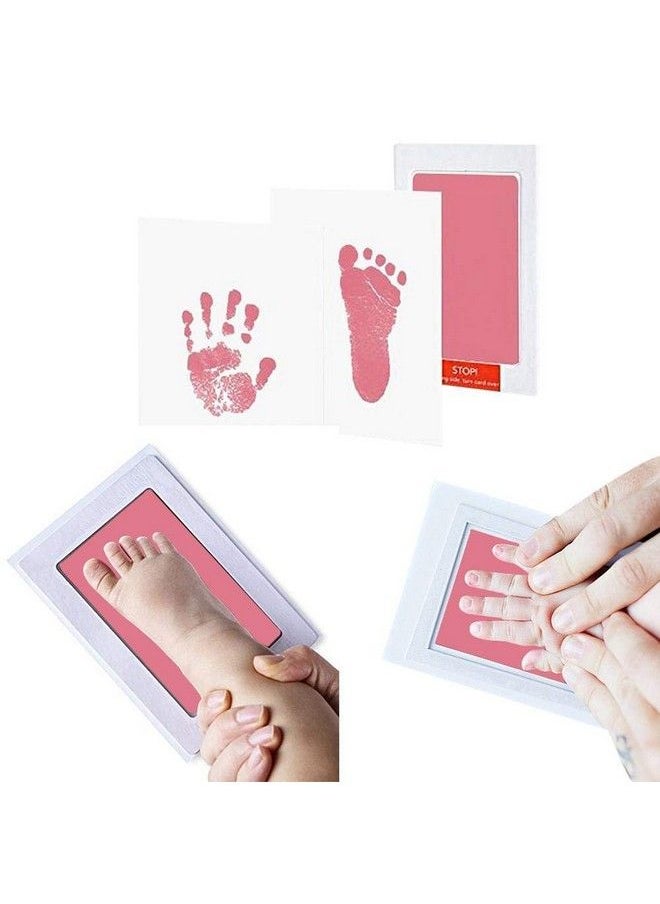 Grab Classy - Safe Inkless For 6 12 Months Baby Handprint And Baby Footprint Ink Pad With Imprint Cards 100% Non Toxic & Mess Free Safe For Newborn Baby And Toddlers (Pink 6 12 Months) - Image 1