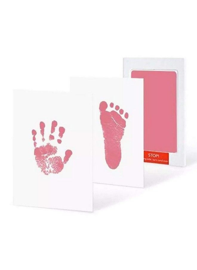 Grab Classy - Safe Inkless For 6 12 Months Baby Handprint And Baby Footprint Ink Pad With Imprint Cards 100% Non Toxic & Mess Free Safe For Newborn Baby And Toddlers (Pink 6 12 Months) - Image 1