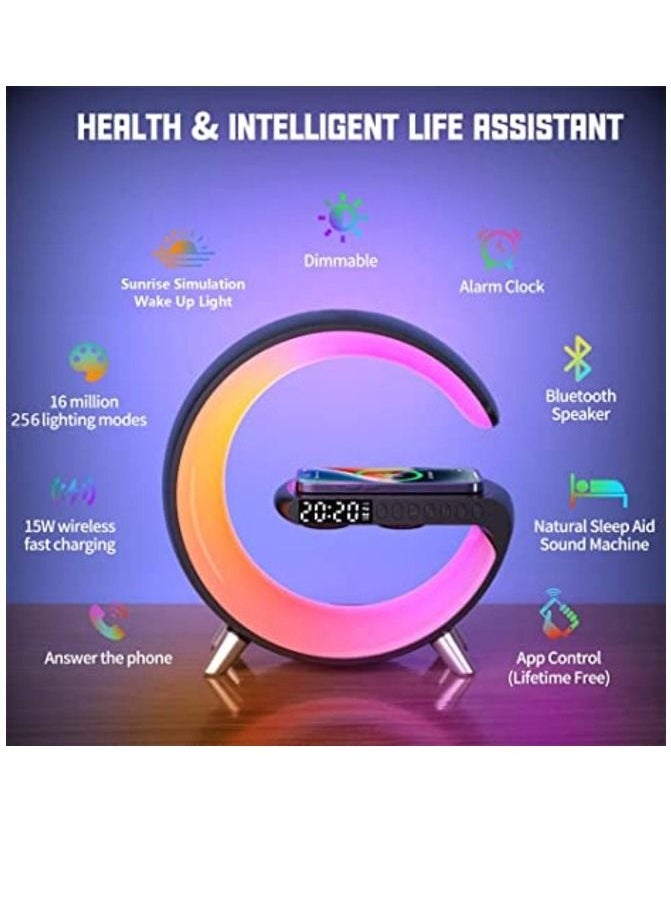 Techie - Smart light sound machine App Control Fast Wireless Charger RGB Light BT Speaker Sunrise Alarm Clock - Image 1