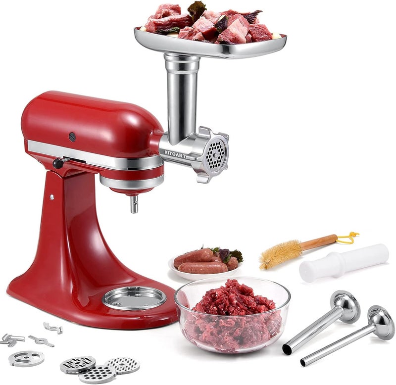 KITOART ملحقات مطحنة الطعام المعدنية من KITOART لخلاطات KitchenAid القائمة، ومطحنة اللحوم، وآلة تعبئة النقانق؛ تشمل أنبوبين لتعبئة النقانق، وهي ملحقات متينة ومثالية لخلاطات KitchenAid، تساعد في تحضير وجبات لذيذة في المنزل بسهولة. - Image 3
