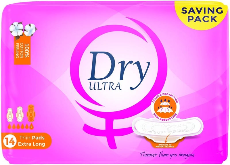 Dry Ultra - Thin Extra Long - 14 Sanitary pads, SAVING PACK - Image 2