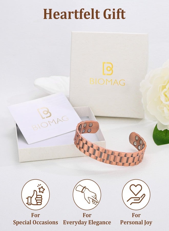 BioMag Magnetic Copper Bracelet for Men, 99.99% Pure Copper Cuff Bangle with 18 Magnets (3500 Gauss), Adjustable Size, Brick Pattern - Image 5