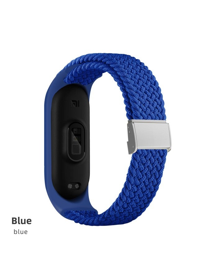 For Mi Band 9/8 Strap Stainless Steel Buckle One-piece Braided Strap Adjustable Mi34567 Nylon Strap-Color:3# Blue-Specifications:Meters 34567 General - Image 1