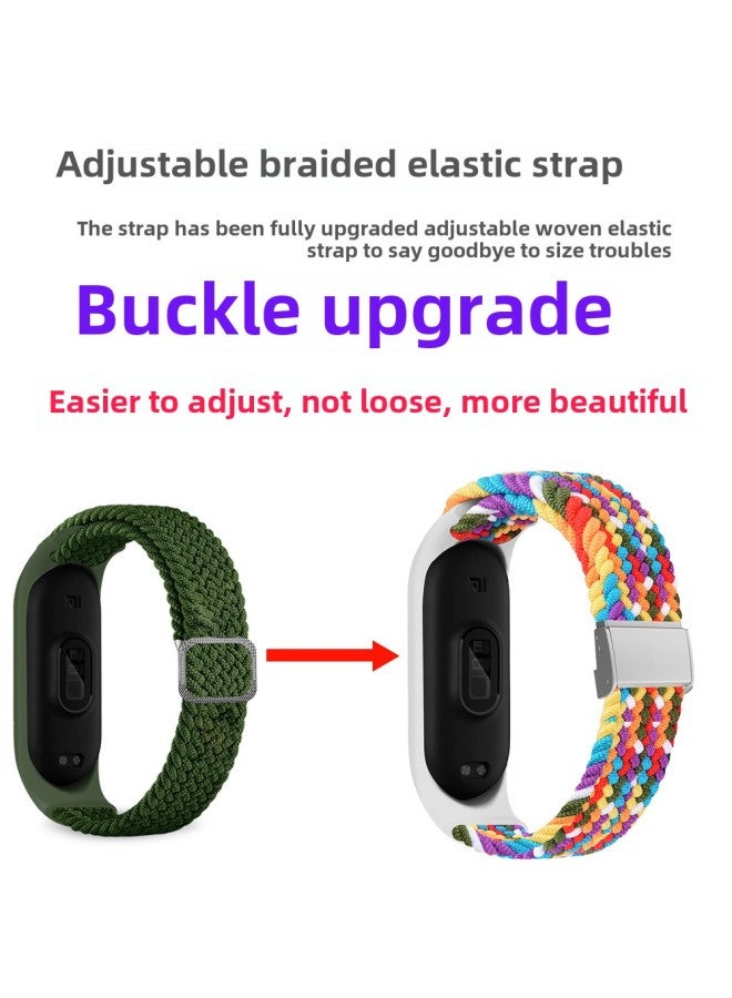For Mi Band 9/8 Strap Stainless Steel Buckle One-piece Braided Strap Adjustable Mi34567 Nylon Strap-Color:3# Blue-Specifications:Meters 34567 General - Image 5