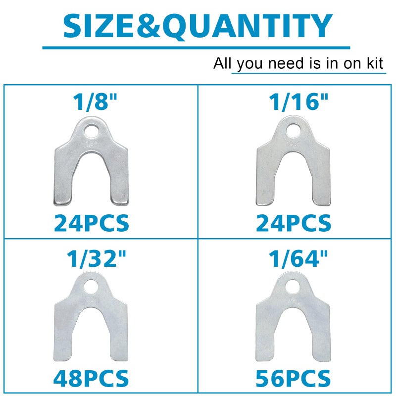 Generic Easily 152 Pieces Auto Alignment Body Shims 1/16" 1/64" 1/32" 1/8" Car Alignment Shims Spacers Assortment Kit  - Image 2