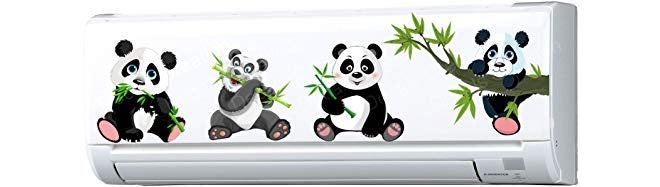 ™ AC Sticker Fridge Sticker Wall Sticker Panda AC Stickers Standard Size (Pack of 3)
