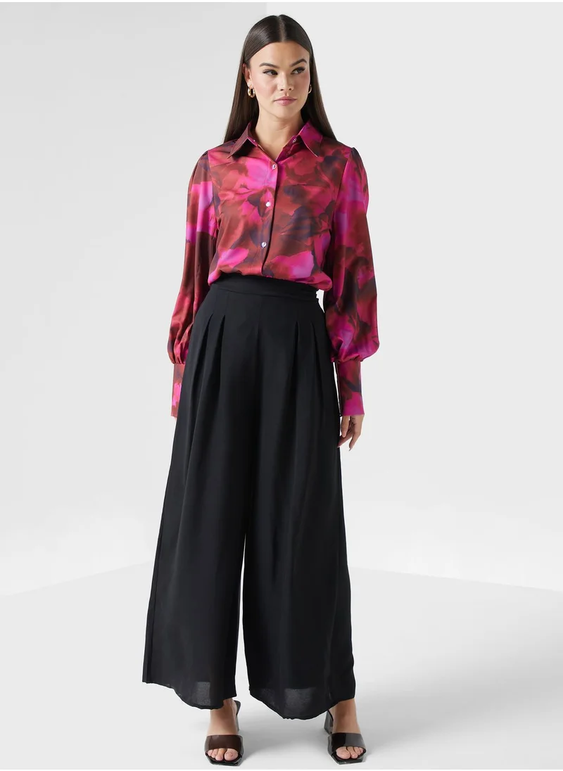 ELLA Wide Leg Pants With Front Pleat