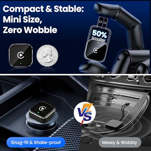 YFDUNV Upgraded Wireless CarPlay Adapter with Stronger Compatibility and More Stable Connection. Compatible with Apple iPhone and Android Phones, Compact and Portable. Stable CarPlay & Android Connection - Image 3