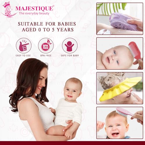 Majestique Baby Grooming & Bath Kit | 4Pcs Set – Soft Brush, Comb, Bathing Cap & Sponge | Newborn to 5 Years | Baby Bath Essentials for Boys & Girls | Travel Pouch Included (Color May Vary) - Image 5