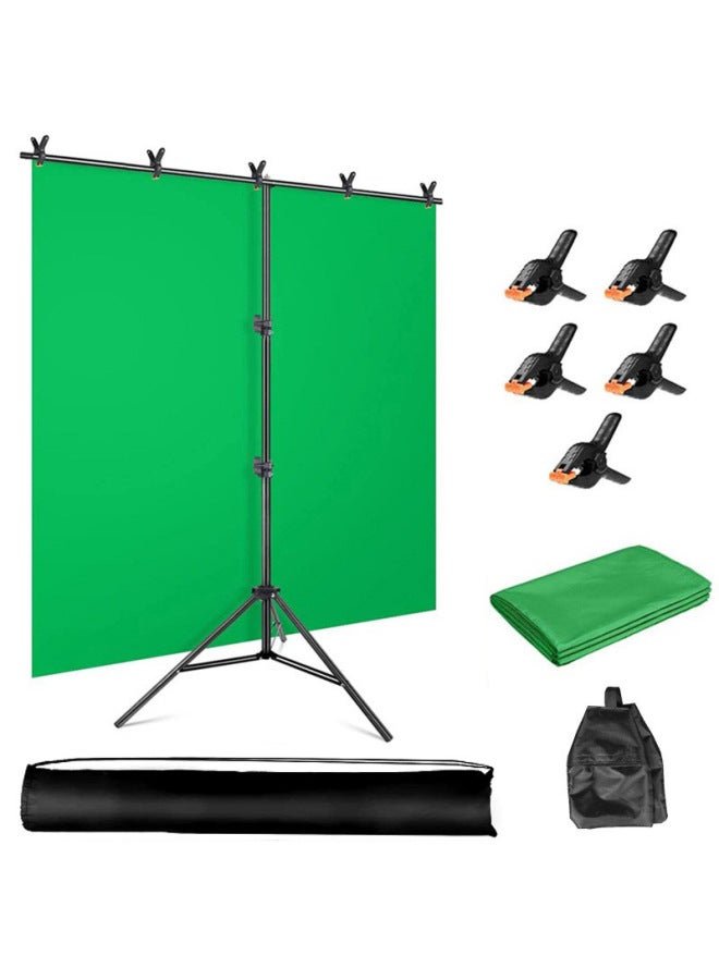 Neutral Photography T-shaped Background Frame 2*1.5 M T-shaped 150*200cm Background Curtain Set Live Green Curtain Equipment - Image 1