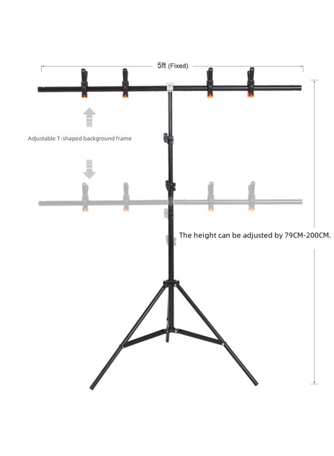 Neutral Photography T-shaped Background Frame 2*1.5 M T-shaped 150*200cm Background Curtain Set Live Green Curtain Equipment - Image 2