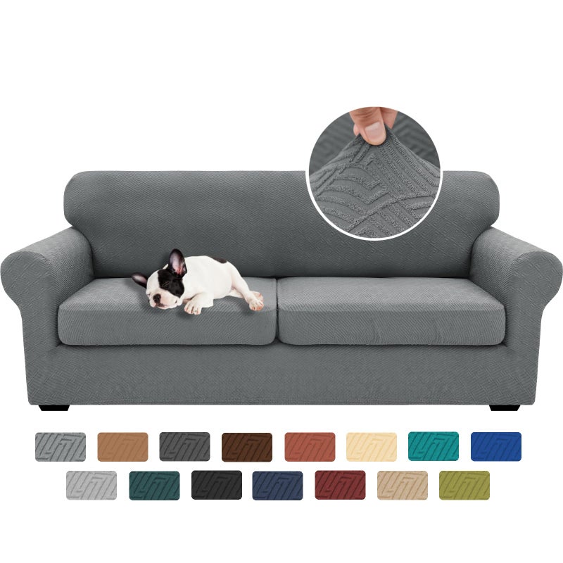 XINEAGE 2025 New 3 Pieces Couch Covers for 2 Extra Large Cushion Sofa Super Stretch Sofa Cover for 2 Large Seat Universal Loveseat Slip Cover for Living Room Light Gray 71912 Cushions