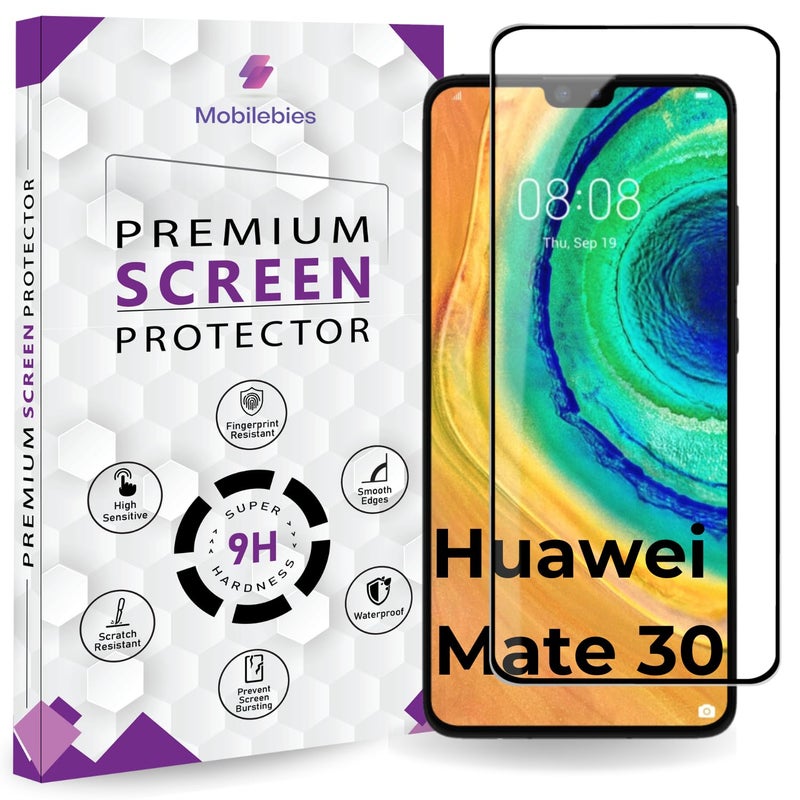 Mobilebies Premium Tempered Glass Screen Protector Guard For Huawei Mate 30 (6.62 Inch, Pack of 1) | Edge to Edge Coverage With Easy to installation kit - Image 1